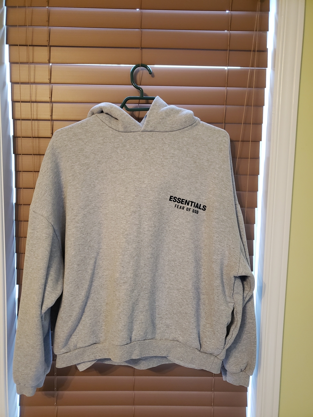 Essentials Fear Of God Light Gray Pullover Hoodie with Chest Logo